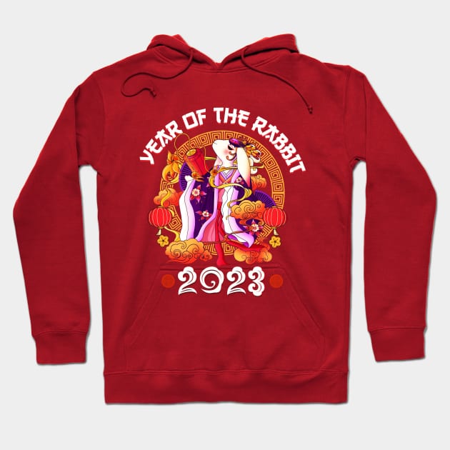 Lion Dance Zodiac Chinese New Year -2023 Year Of The Rabbit Hoodie by Jhon Towel